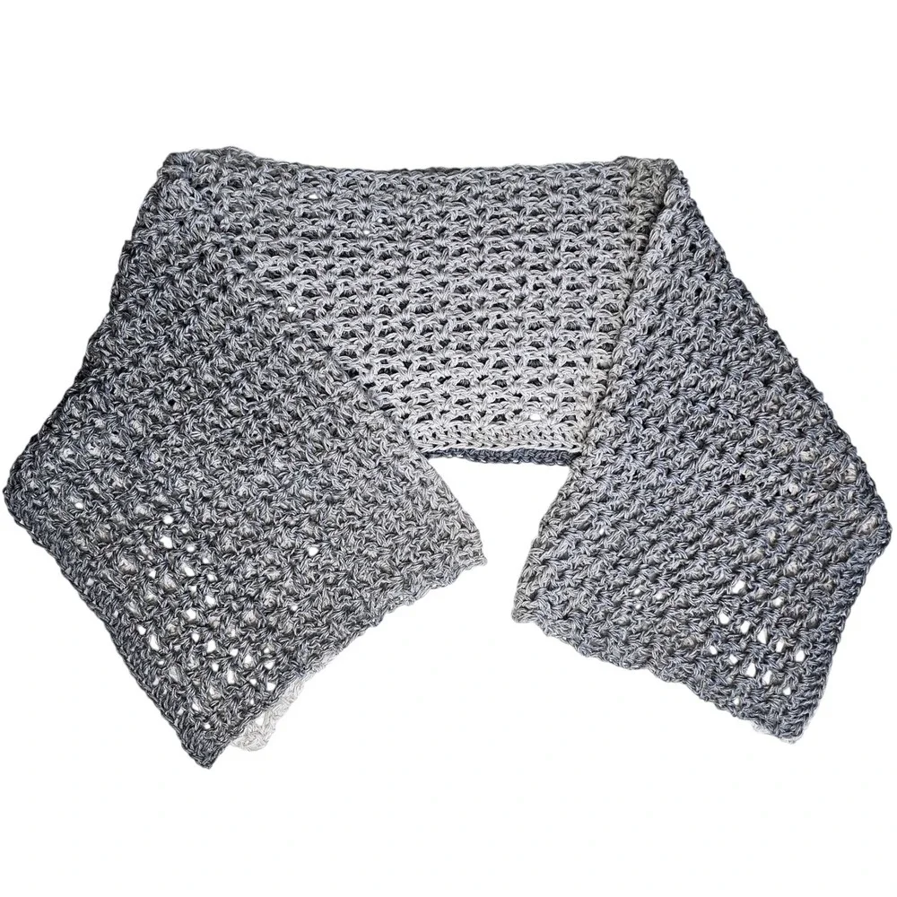 Handmade Crochet Shrug Gray Ombre Open Knit Festival Wrap Shawl